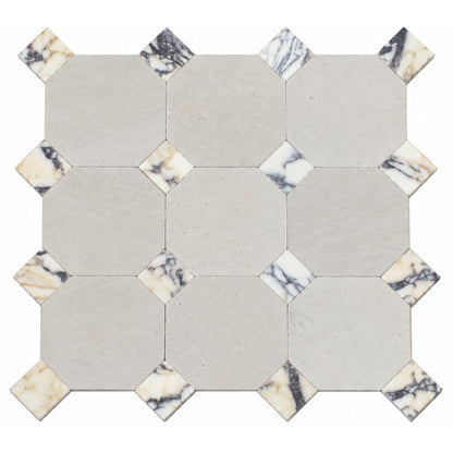 Travertine Gris w/Calacatta Viola Tumbled