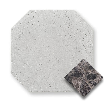 Travertine Gris w/Emperador Dark Tumbled
