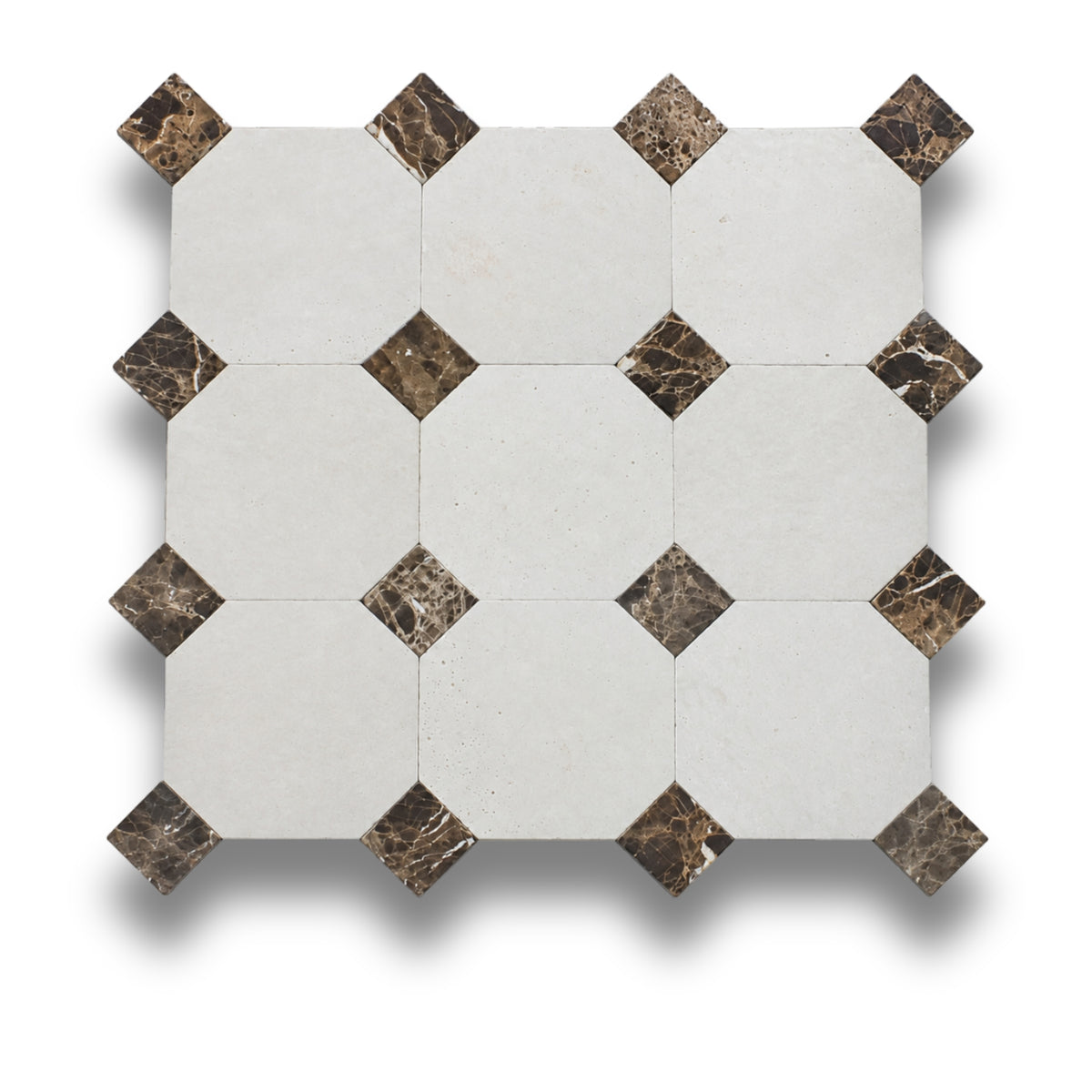 Travertine Gris w/Emperador Dark Tumbled
