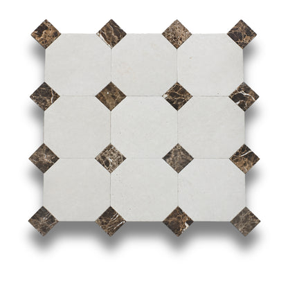 Travertine Gris w/Emperador Dark Tumbled