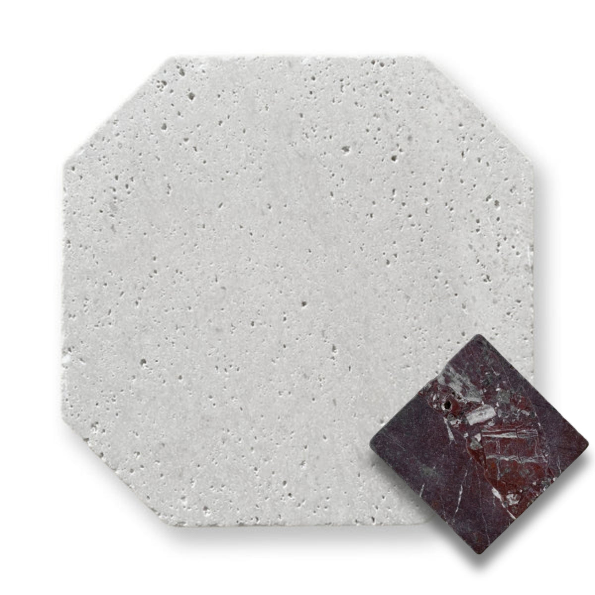 Travertine Gris w/Rosso Levanto Tumbled