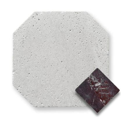 Travertine Gris w/Rosso Levanto Tumbled