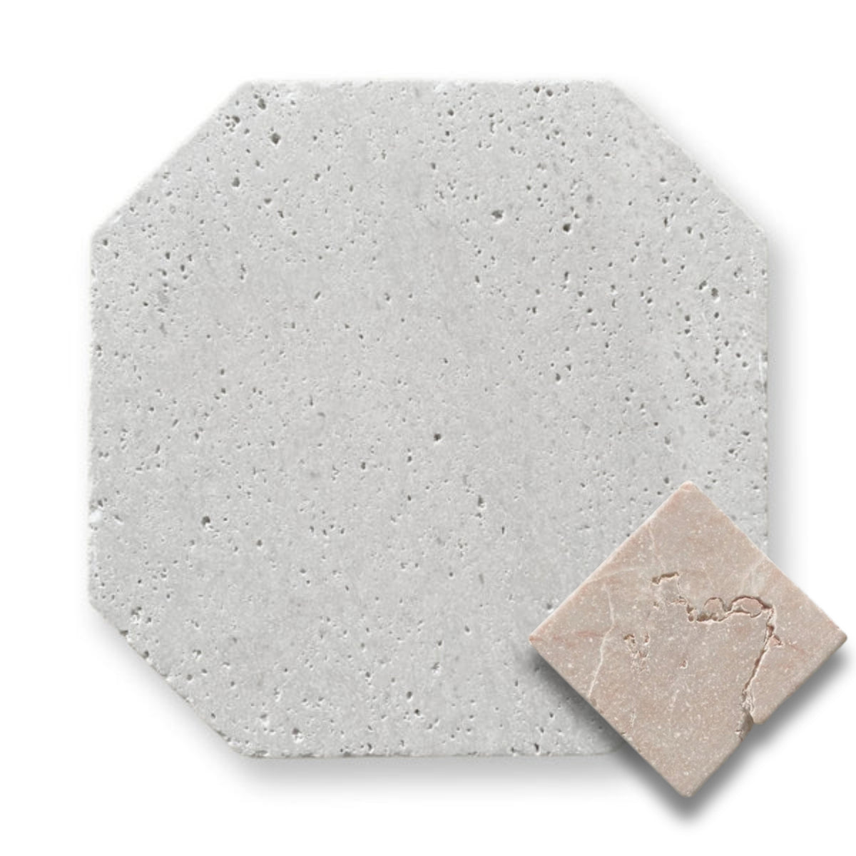 Travertine Gris w/Rosado Tumbled