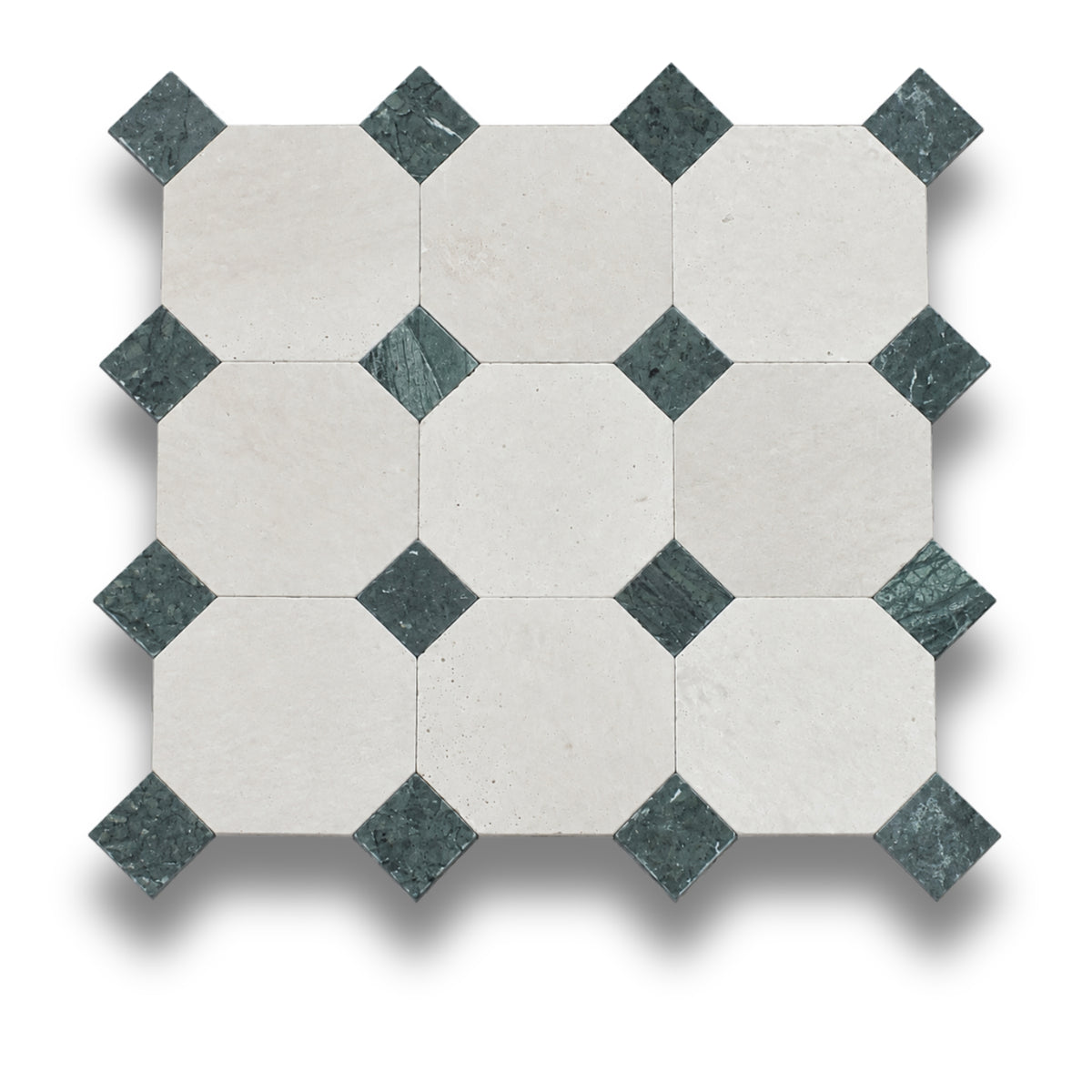 Travertine Gris w/Taj Green Tumbled
