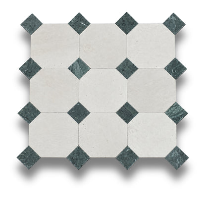 Travertine Gris w/Taj Green Tumbled