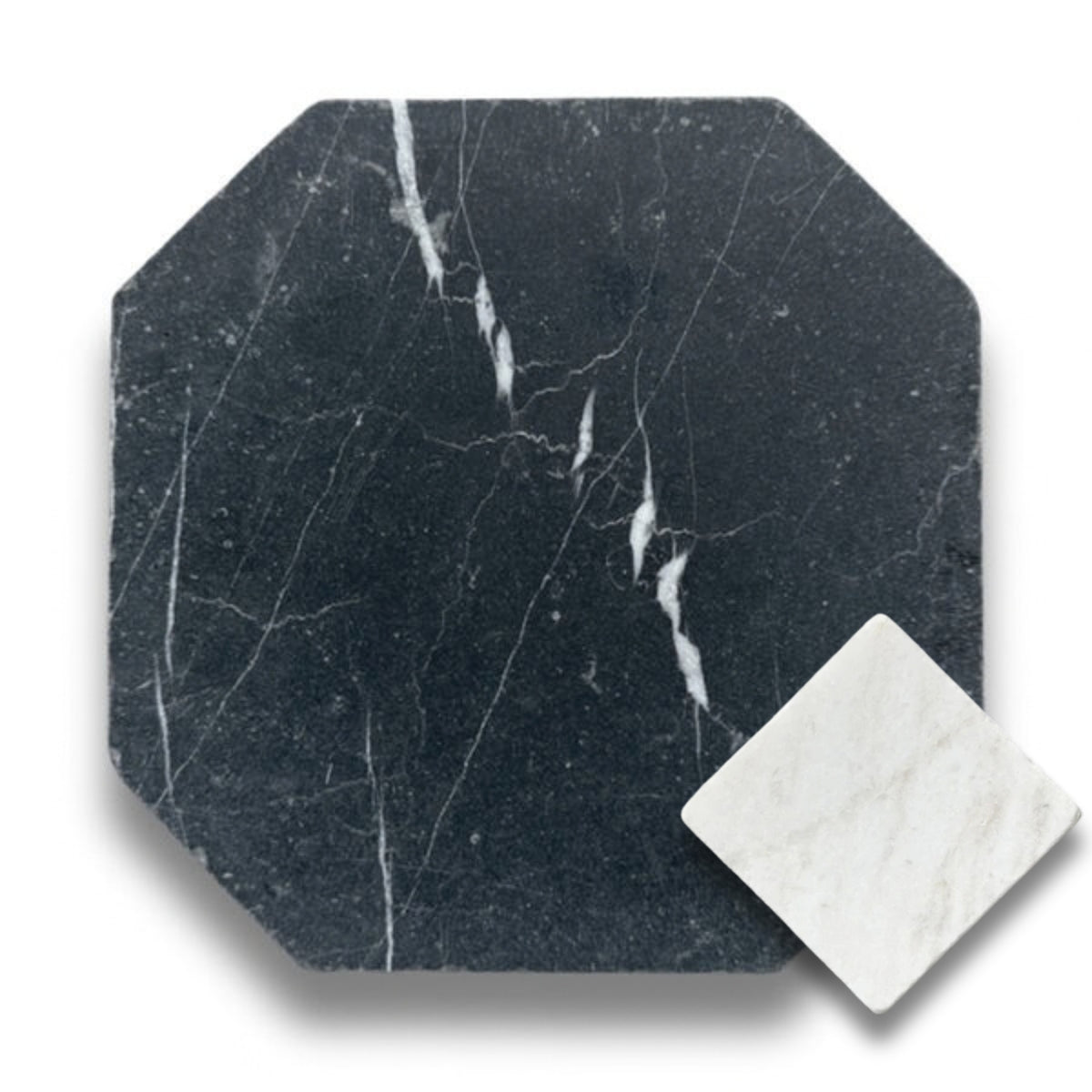 Nero Marquina w/Bianco Oro Light Tumbled