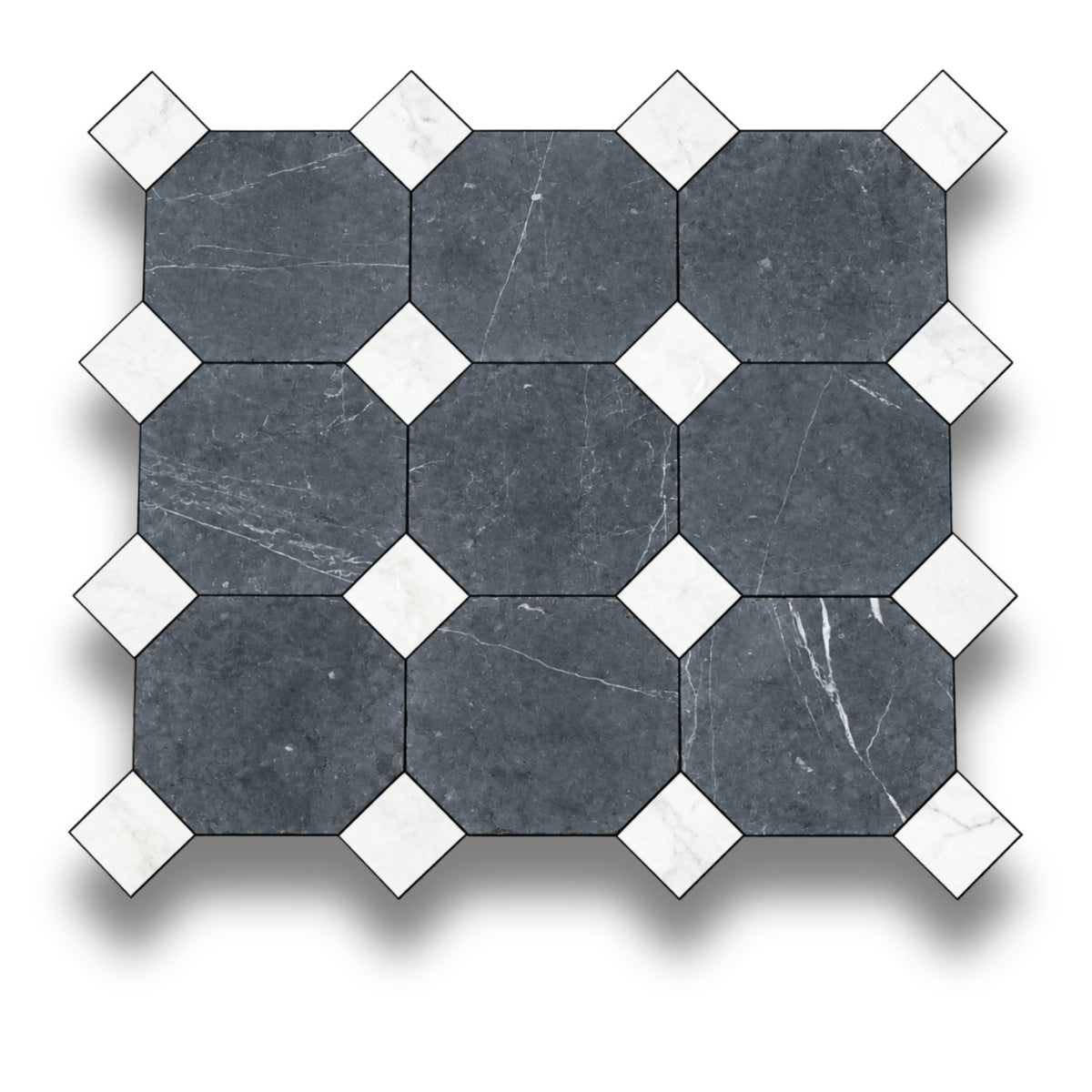 Nero Marquina w/Bianco Oro Light Tumbled