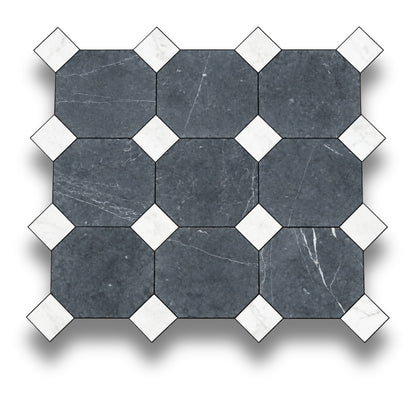 Nero Marquina w/Bianco Oro Light Tumbled