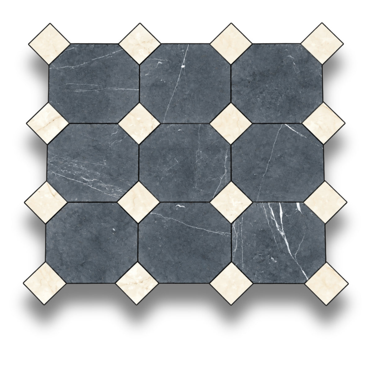 Nero Marquina w/Botticino Tumbled