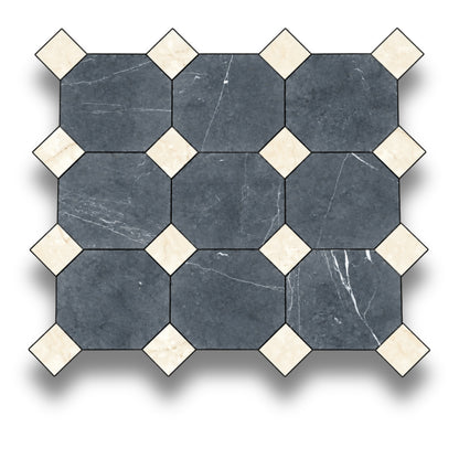 Nero Marquina w/Botticino Tumbled
