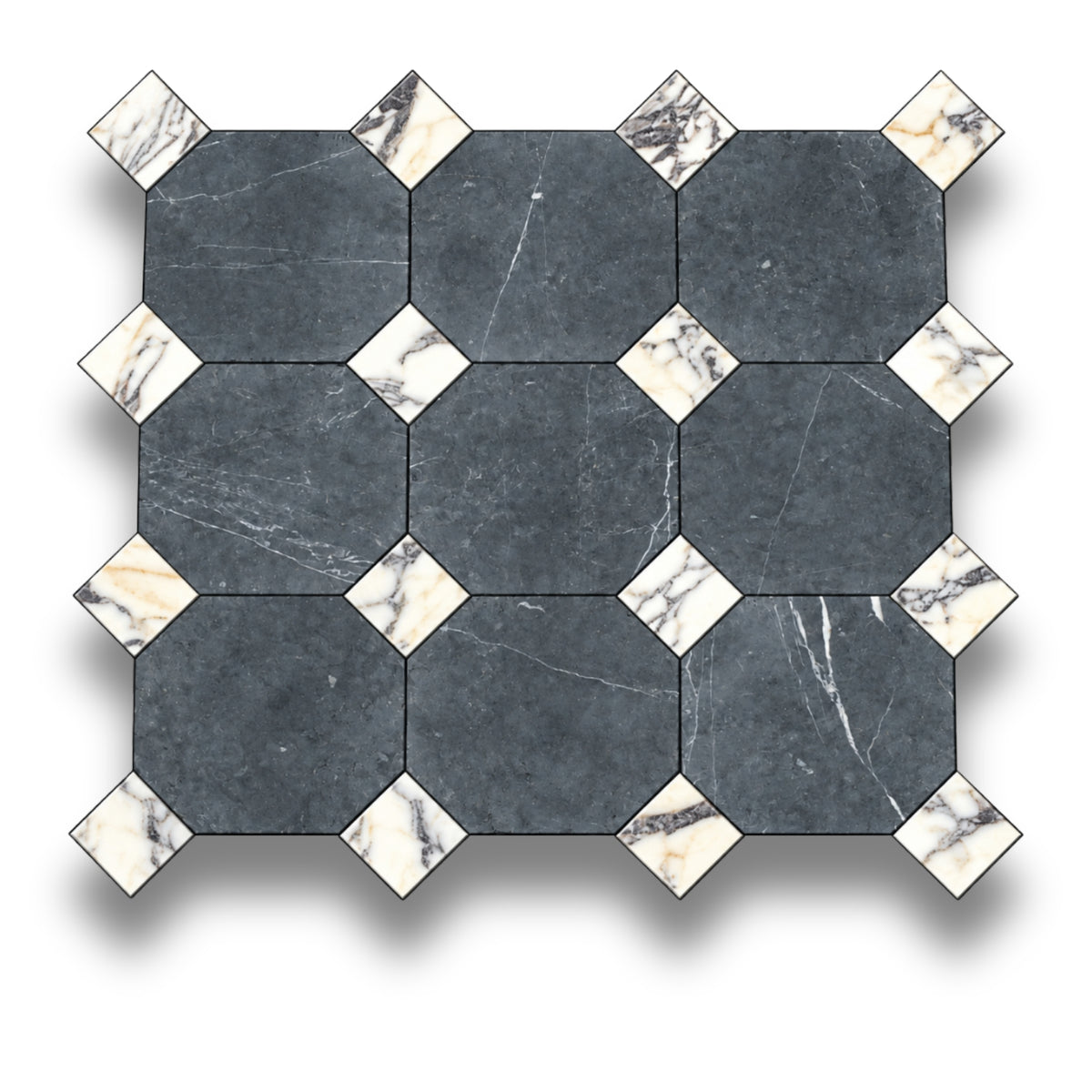 Nero Marquina w/Calacatta Viola Tumbled