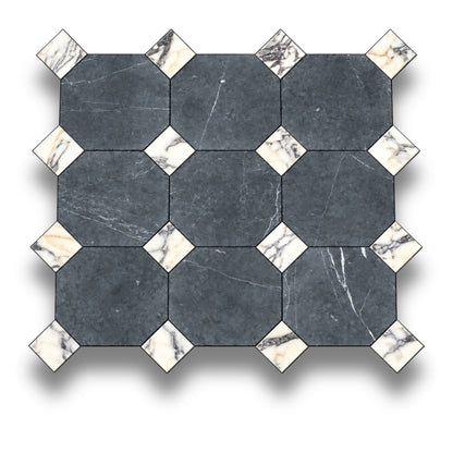 Nero Marquina w/Calacatta Viola Tumbled