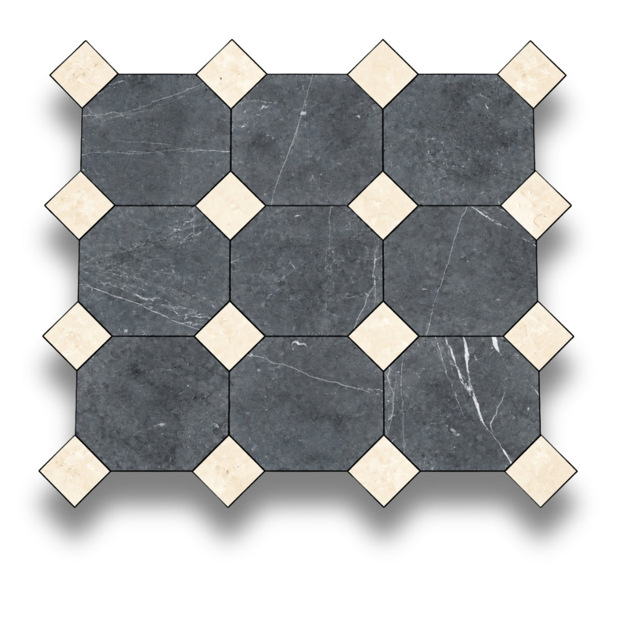Nero Marquina w/Crema Serena Tumbled