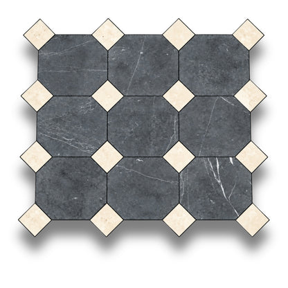 Nero Marquina w/Crema Serena Tumbled