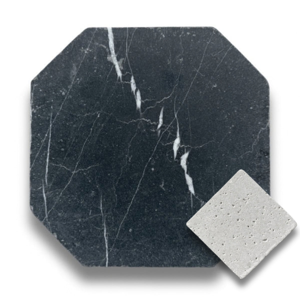 Nero Marquina w/Gris Travertine Tumbled