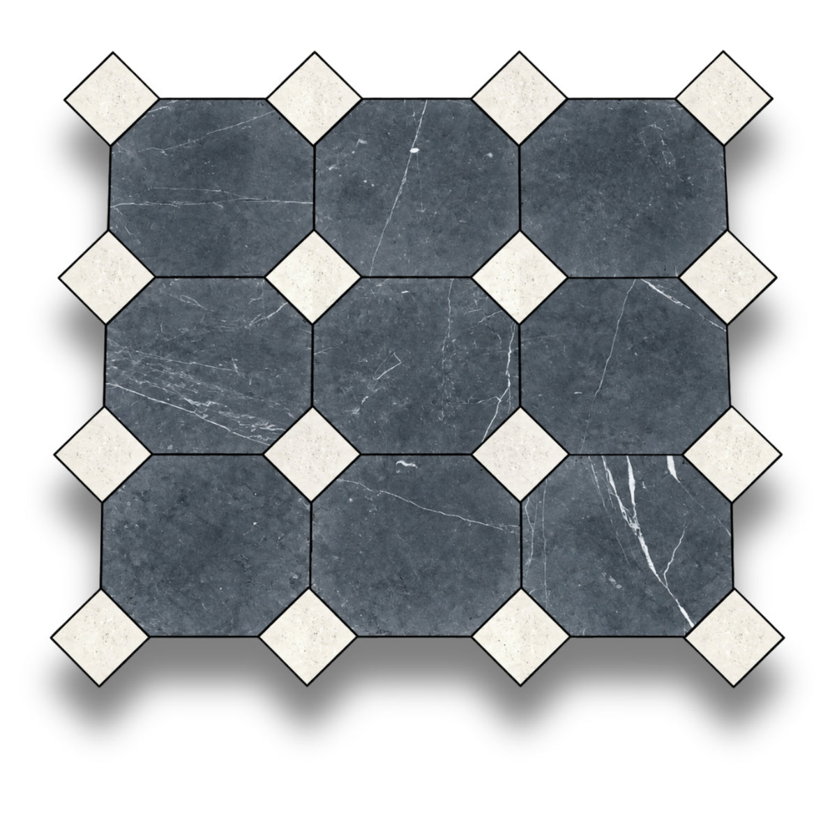 Nero Marquina w/Gris Travertine Tumbled