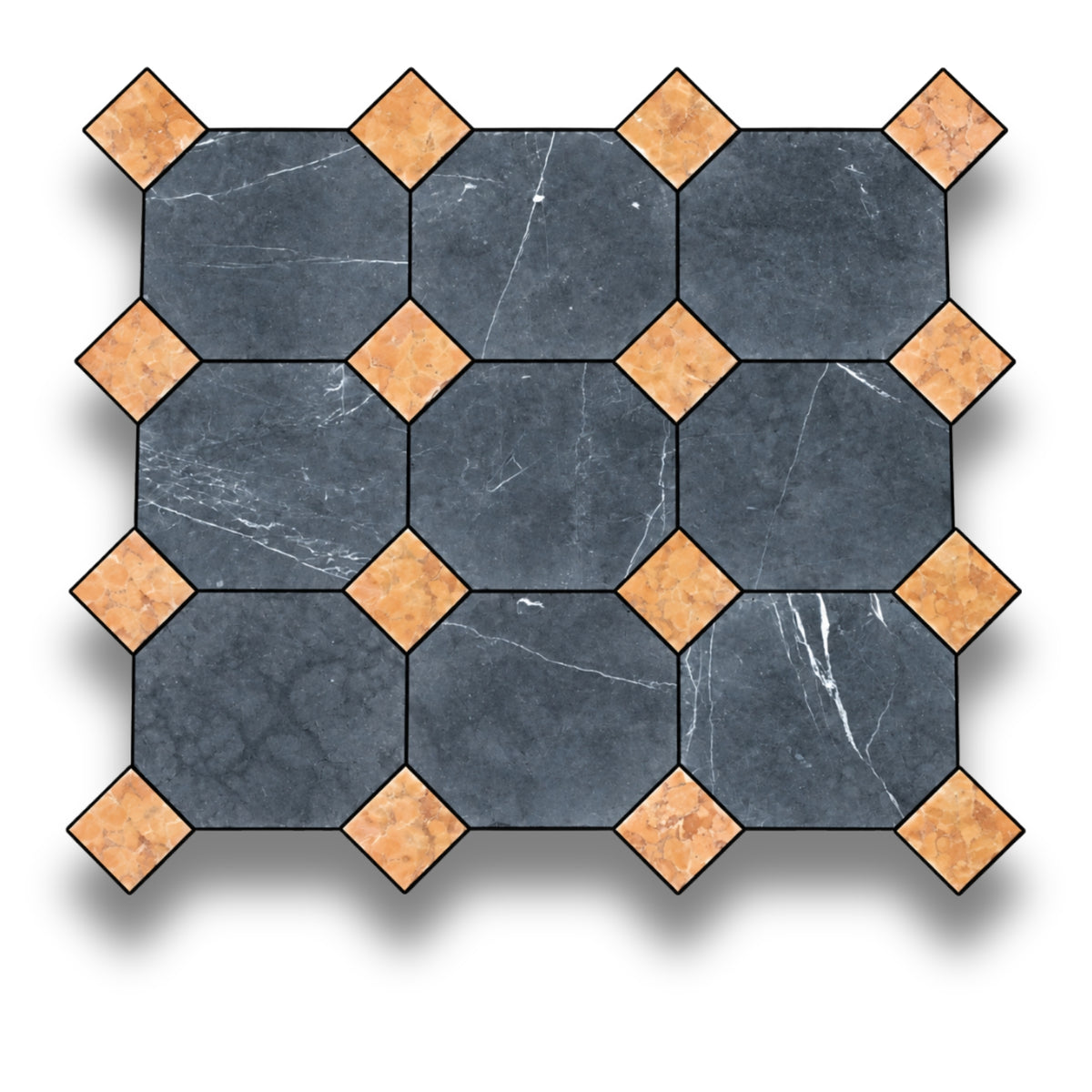 Nero Marquina w/Rosso Verona Tumbled