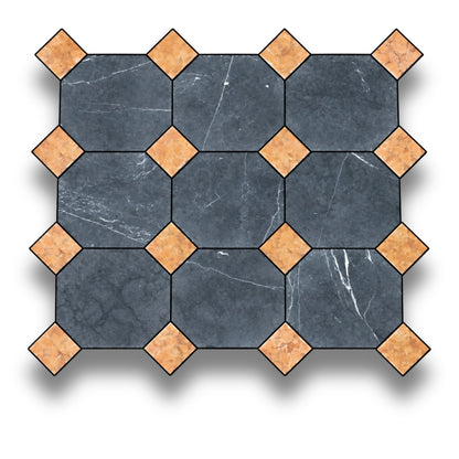 Nero Marquina w/Rosso Verona Tumbled