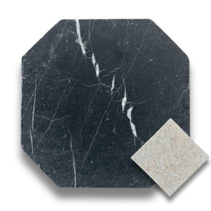 Nero Marquina w/Sinai Pearl Tumbled