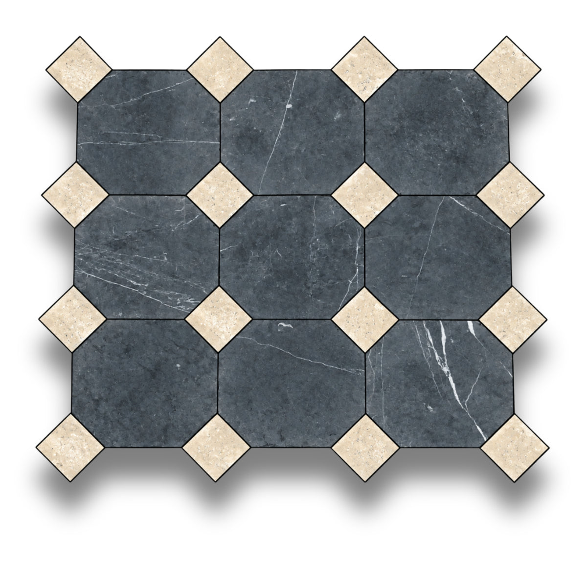 Nero Marquina w/Sinai Pearl Tumbled