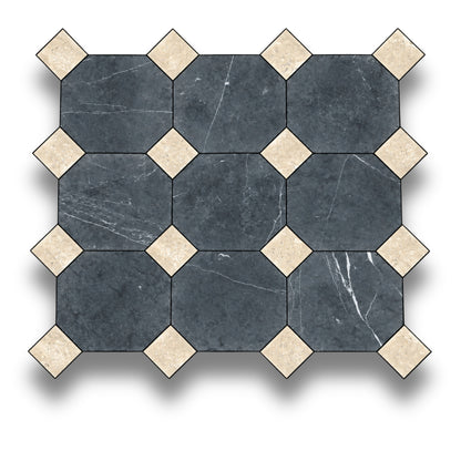 Nero Marquina w/Sinai Pearl Tumbled