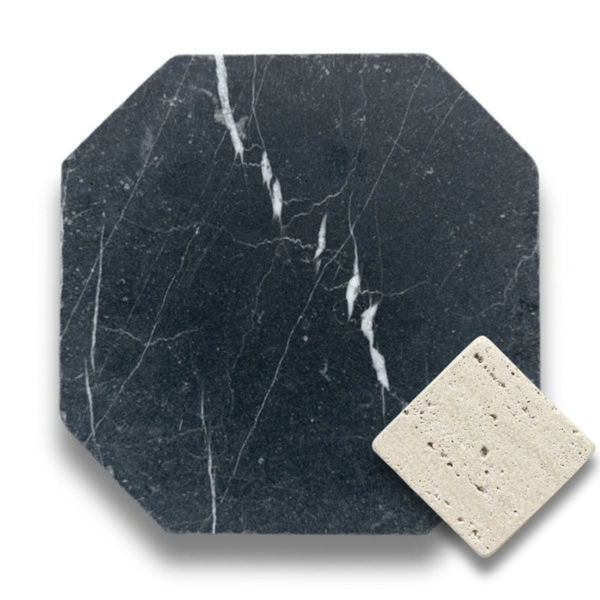 Nero Marquina w/Travertine Classico Tumbled