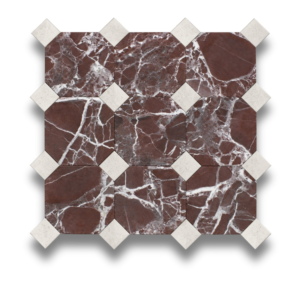 Rosso Levanto w/Gris Travertine Tumbled