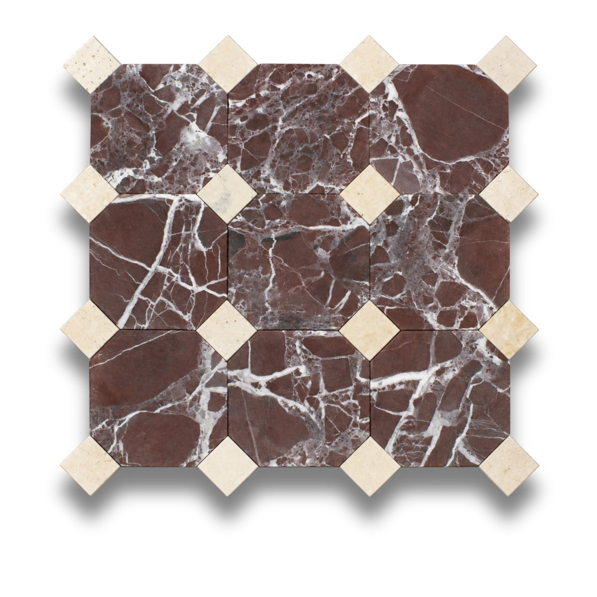 Rosso Levanto w/Travertine Classico Tumbled