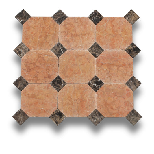 Rosso Verona w/Emperador Dark Tumbled