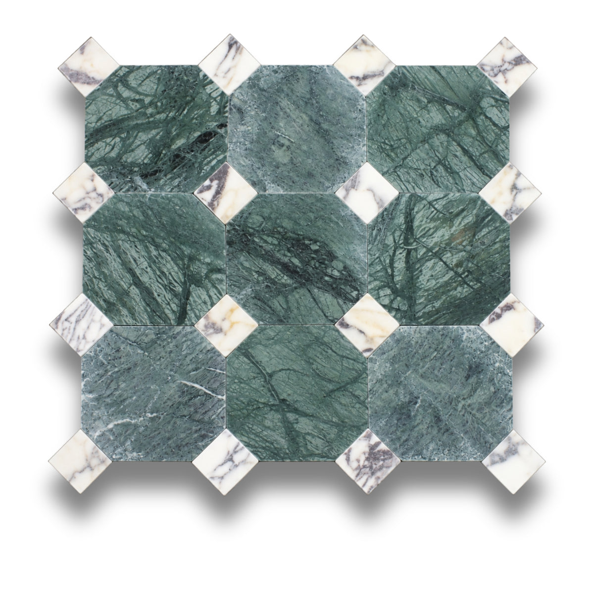 Taj Green w/Calacatta Viola Tumbled