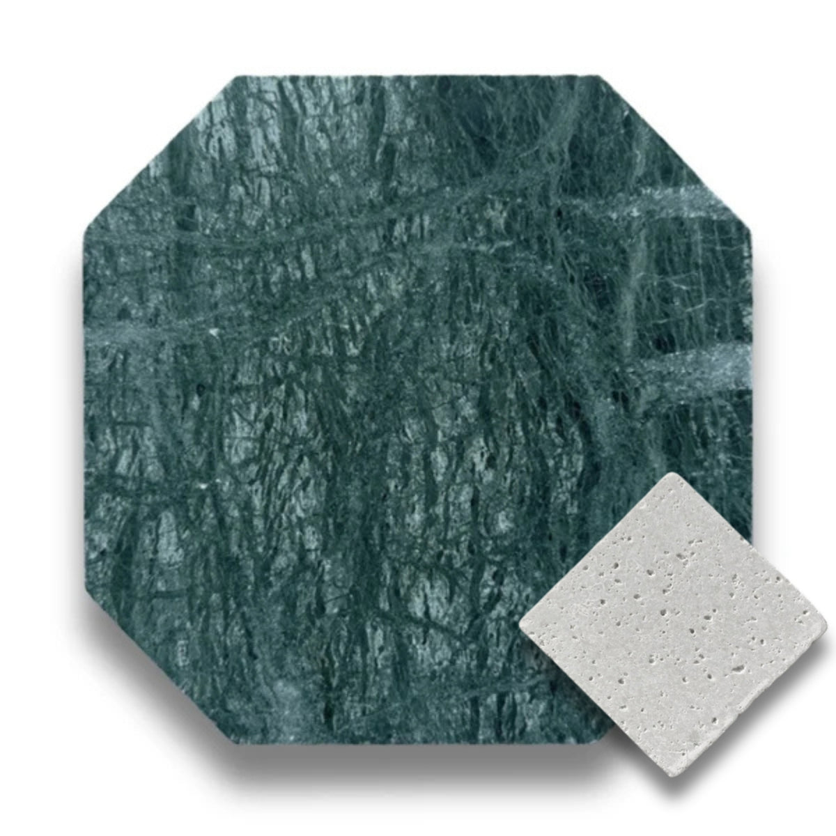Taj Green w/Gris Travertine Tumbled