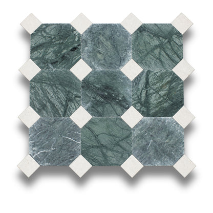 Taj Green w/Gris Travertine Tumbled