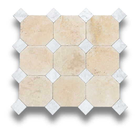 Travertine Classico w/Bianco Oro Light Tumbled