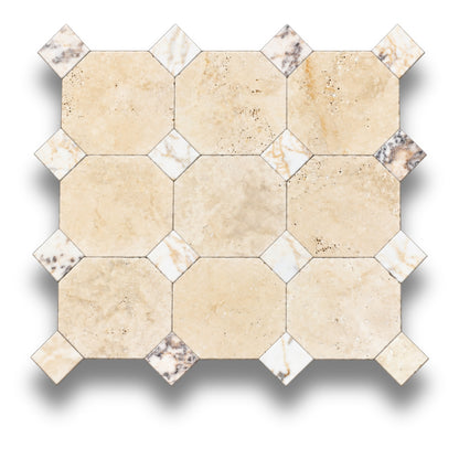 Travertine Classico w/Calacatta Viola Tumbled