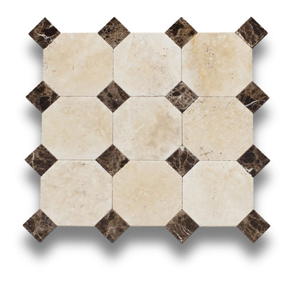 Travertine Classico w/Emperador Dark Tumbled