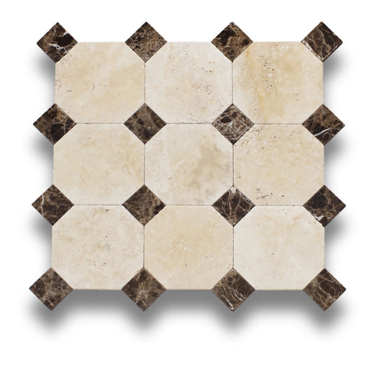 Travertine Classico w/Emperador Dark Tumbled