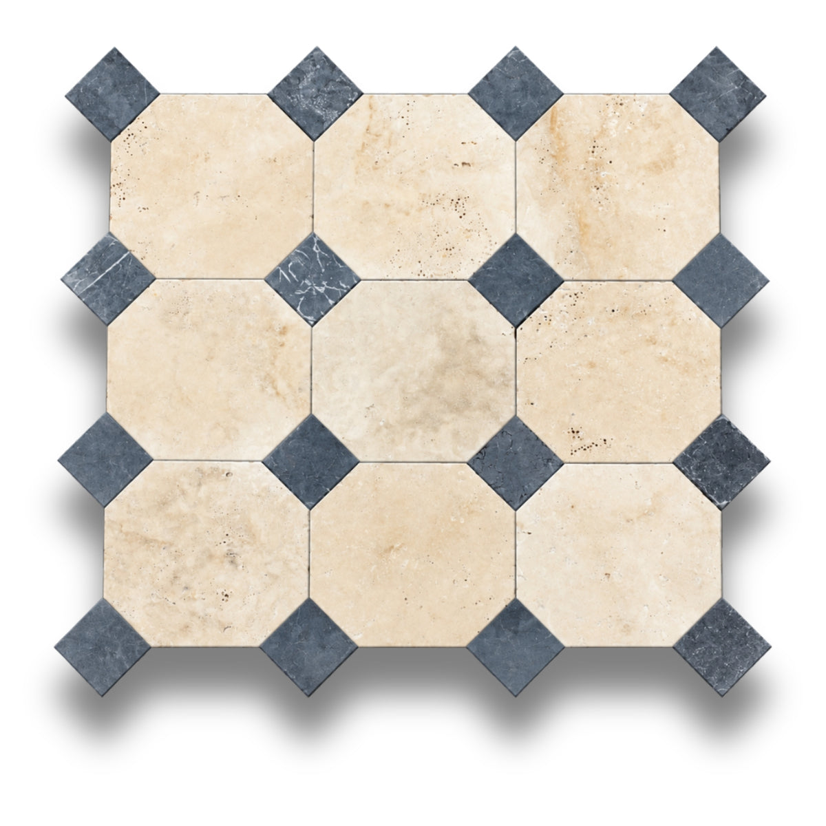 Travertine Classico w/Nero Marquina Tumbled