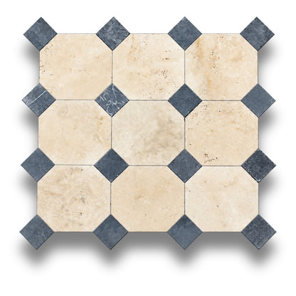 Travertine Classico w/Nero Marquina Tumbled