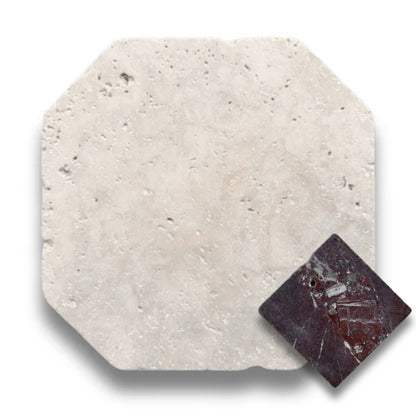 Travertine Classico w/Rosso Levanto Tumbled