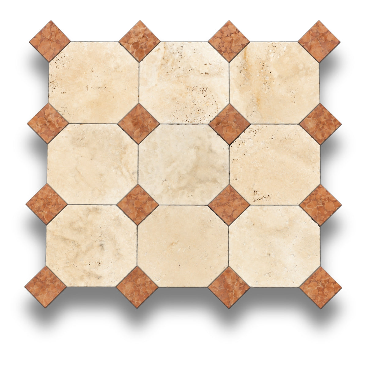 Travertine Classico w/Rosso Verona Tumbled