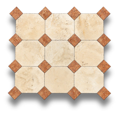 Travertine Classico w/Rosso Verona Tumbled