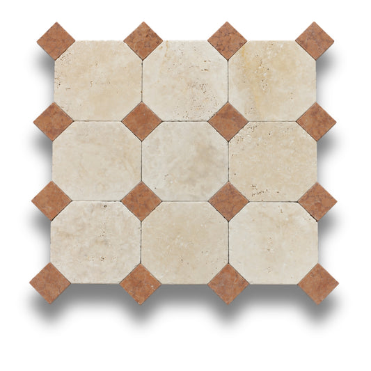 Travertine Classico w/Rosso Verona Tumbled