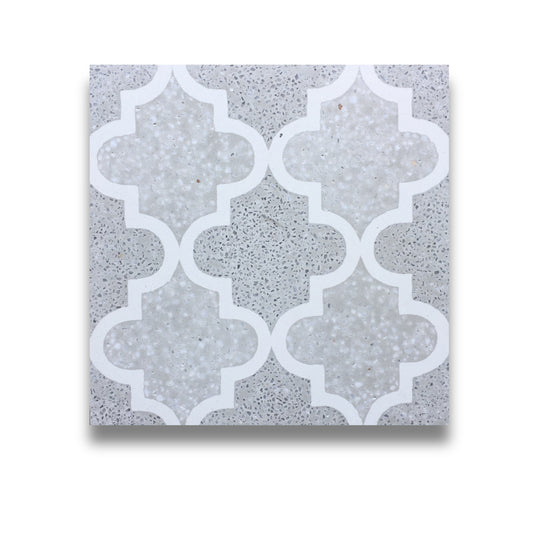 Encaustic Terrazzo White Lantern on Grey 200x200mm