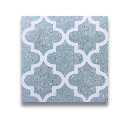 Encaustic Terrazzo White Lantern on Mint 200x200mm