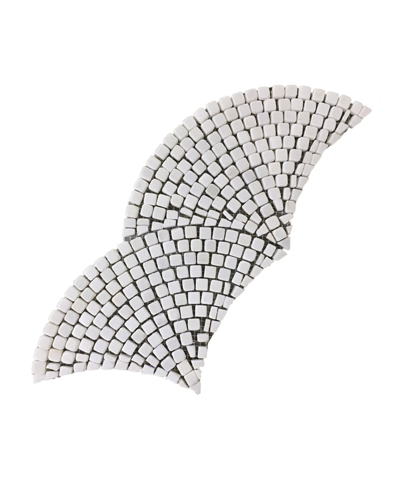 Thassos Tumbled Mini Fan Mosaic