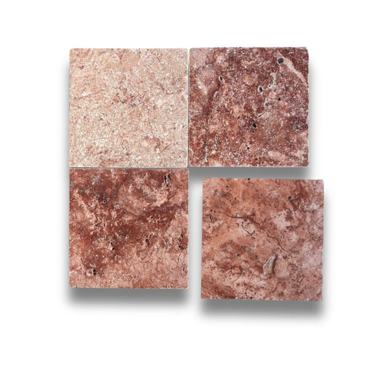 Travertine Rosa Unfilled & Tumbled 150x150mm