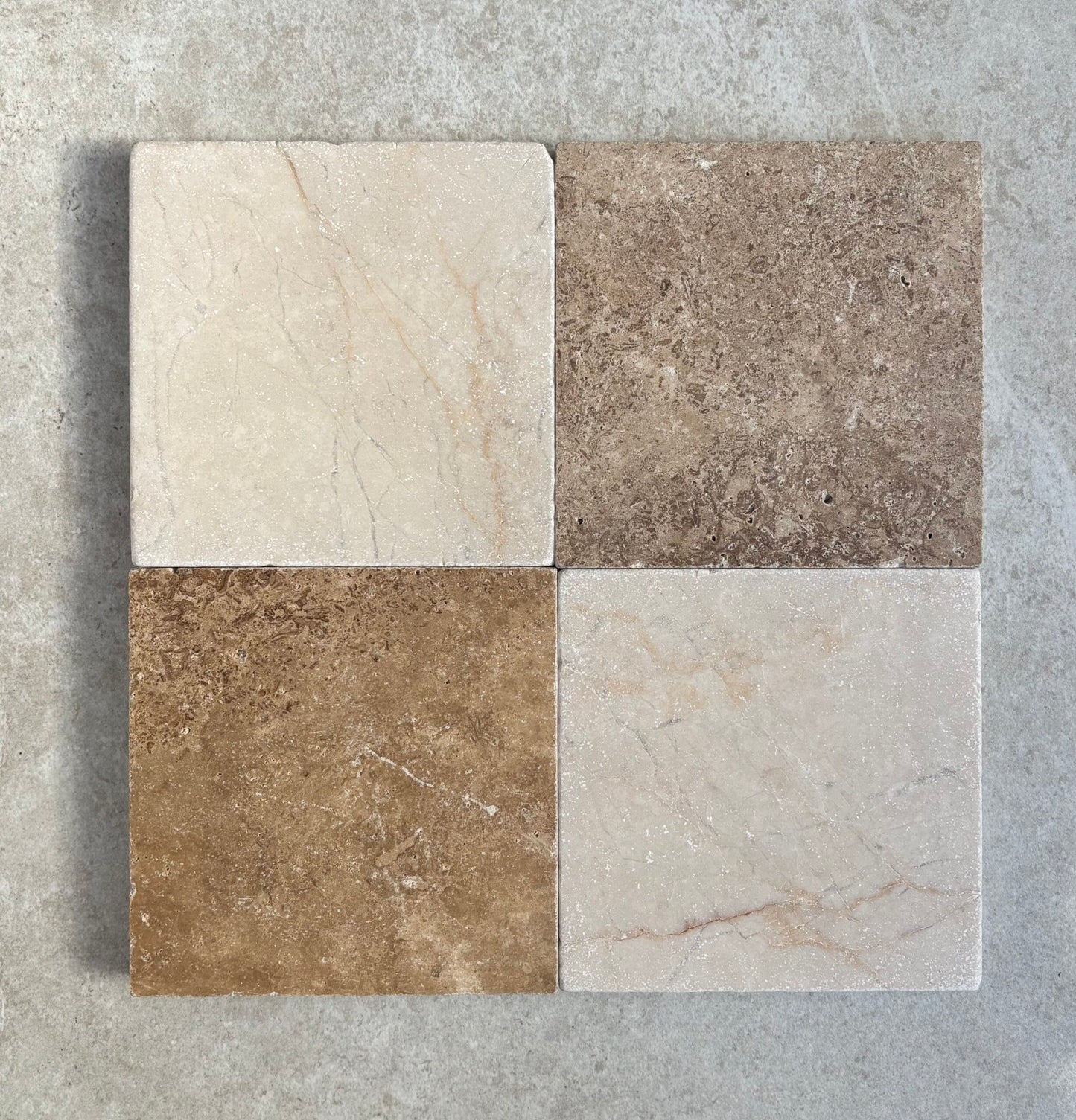 Travertine Noce Unfilled & Tumbled 150x150mm