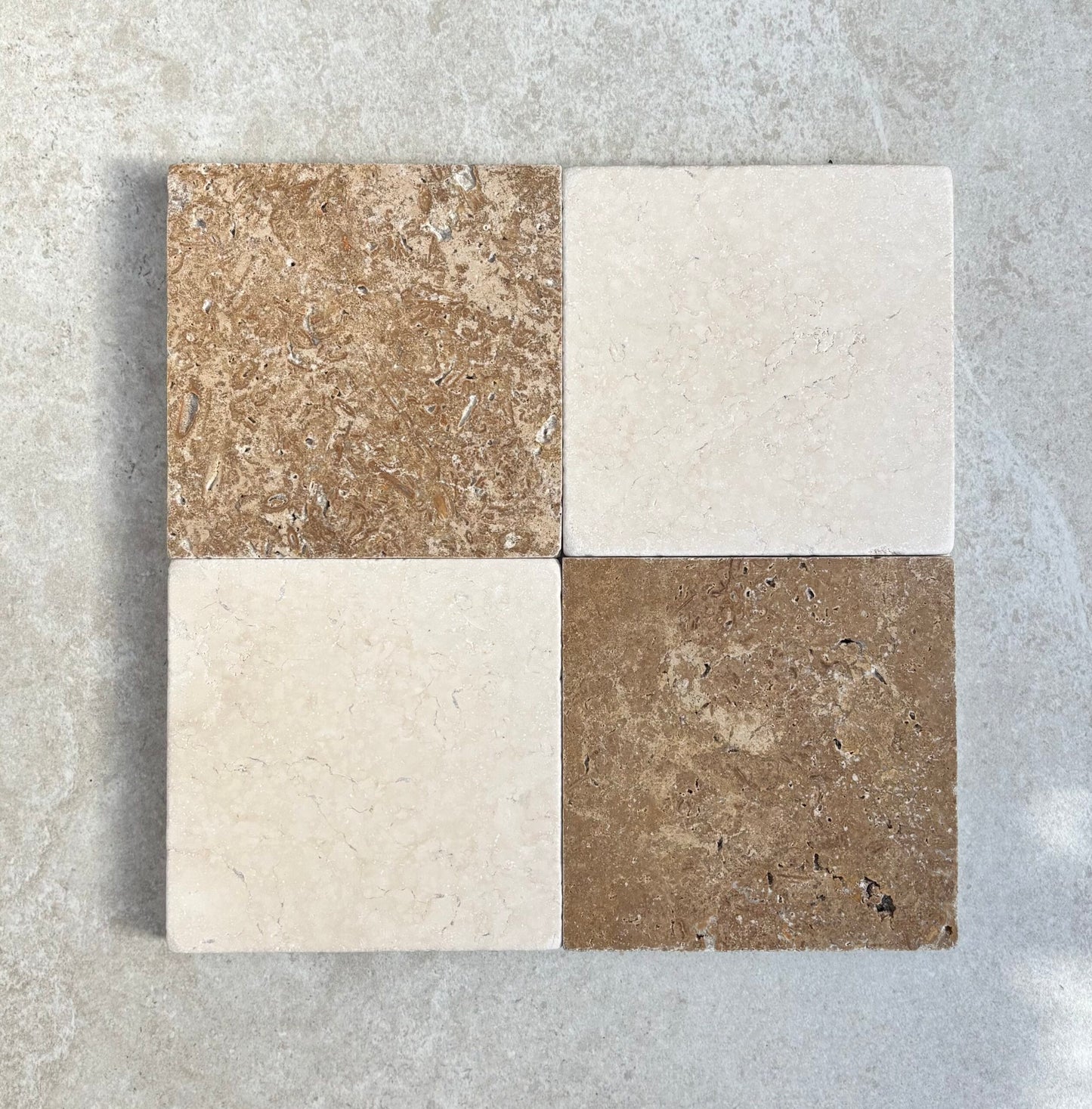Travertine Noce Unfilled & Tumbled 150x150mm