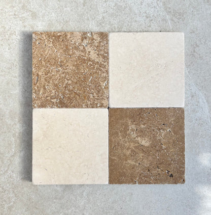 Travertine Noce Unfilled & Tumbled 150x150mm