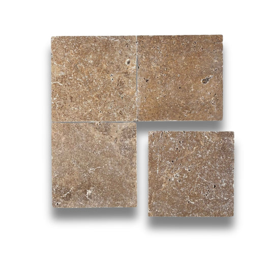 Travertine Noce Unfilled & Tumbled 150x150mm